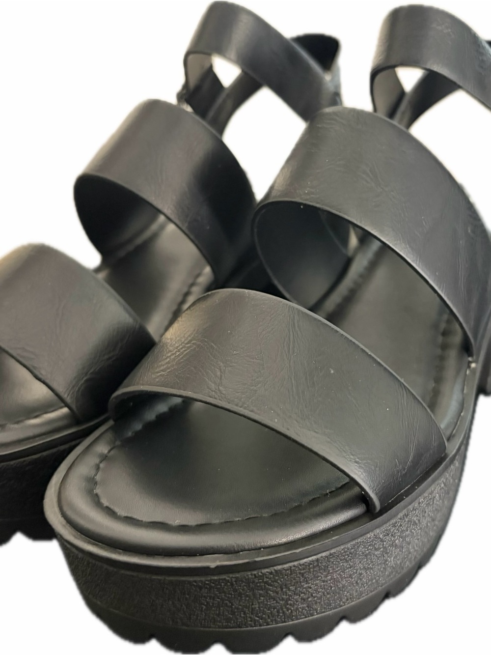 Soda Black Platform Strappy Sandals